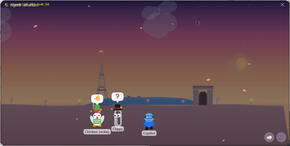 Paris at Dusk — Eiffel Tower, Arc de Triomphe, and hot air balloon