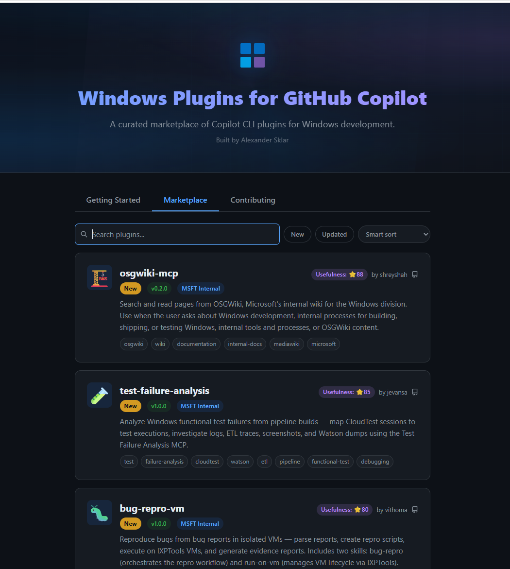 Plugin marketplace with usefulness scores